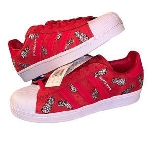 Red pineapple adidas shoes never worn